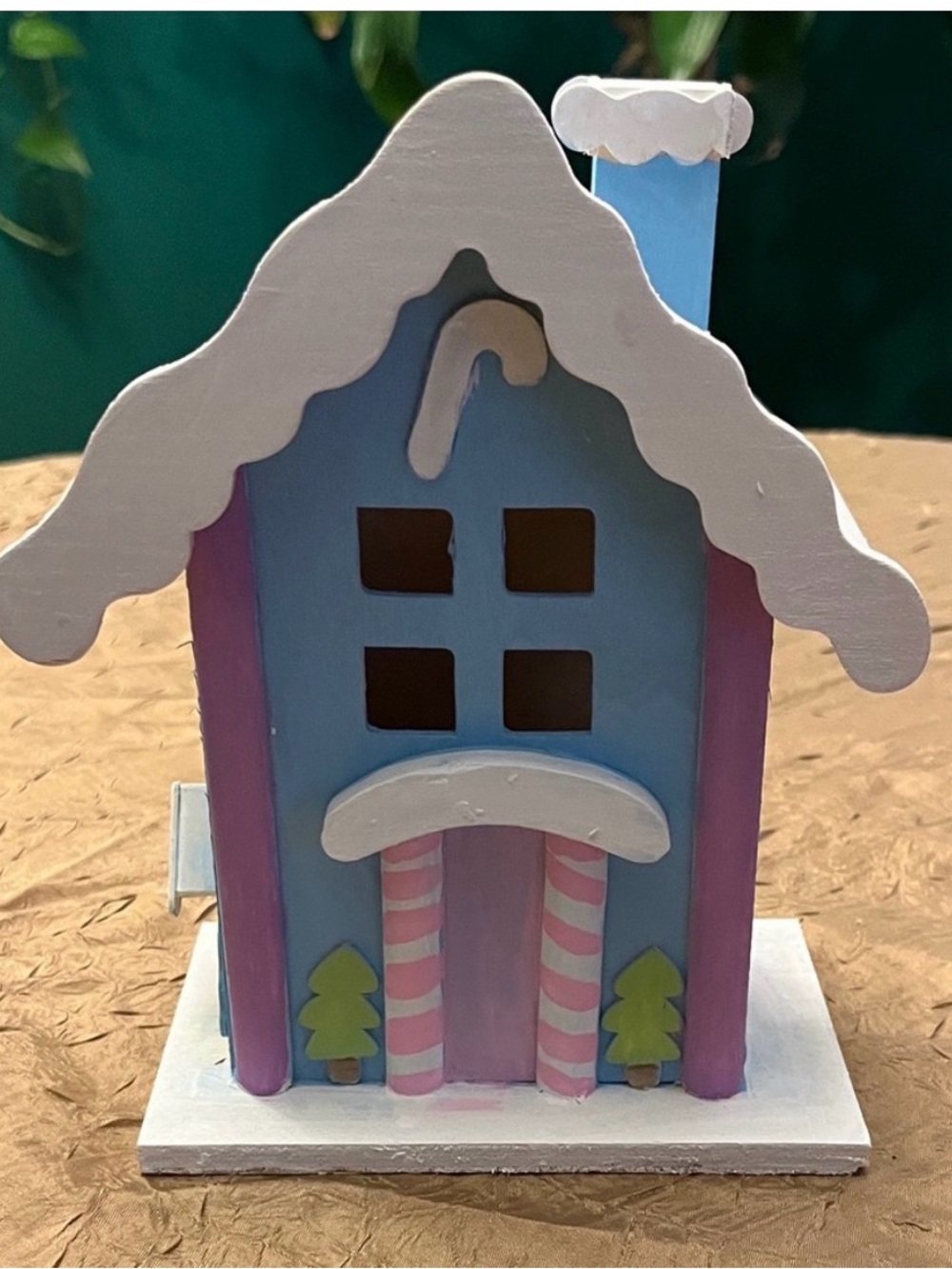 Handpainted Pastel Candy Cottage Decor - Blue & Pink